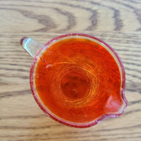 Mini Crackle Glass Pitcher Boho Shabby Chic Window Tabletop Dresser Mini Vase - Picture 6 of 11